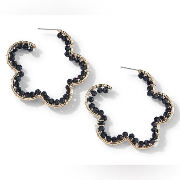 Park Lane Jewelry - NWT FLORAL EVERY DAY EMBER EARRINGS BLACK BEADS GOLD ACCENT METAL FUNKY
